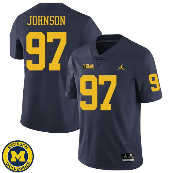 Mens Michigan Wolverines #97 Ron Johnson Navy Jordan Brand Football Jersey